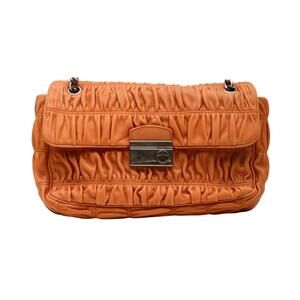 Prada Orange Nappa Gaufre Leather Sound Chain Shoulder Bag
